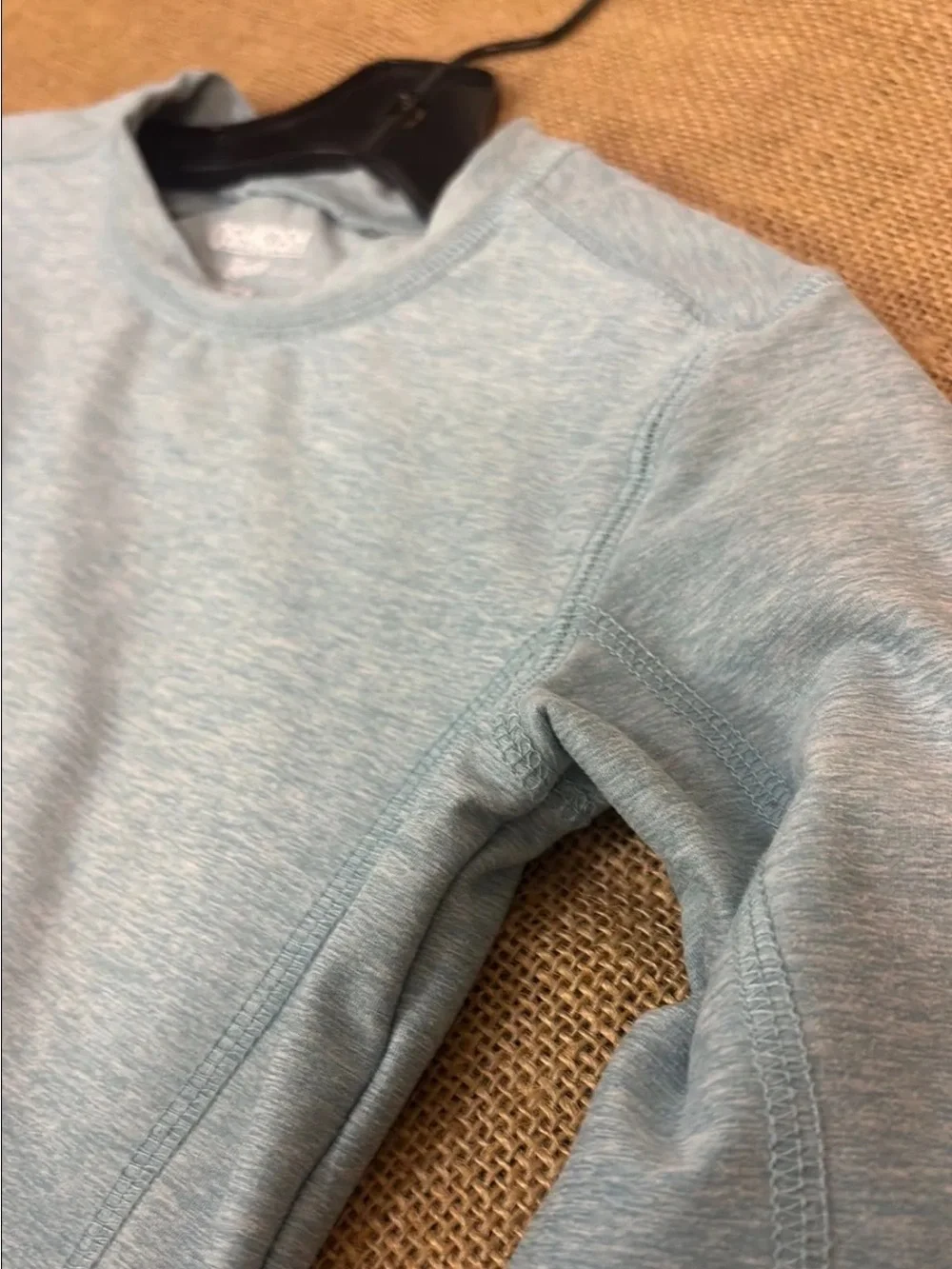OshKosh Active Long Sleeve Active Top in a light blue heathered color.
